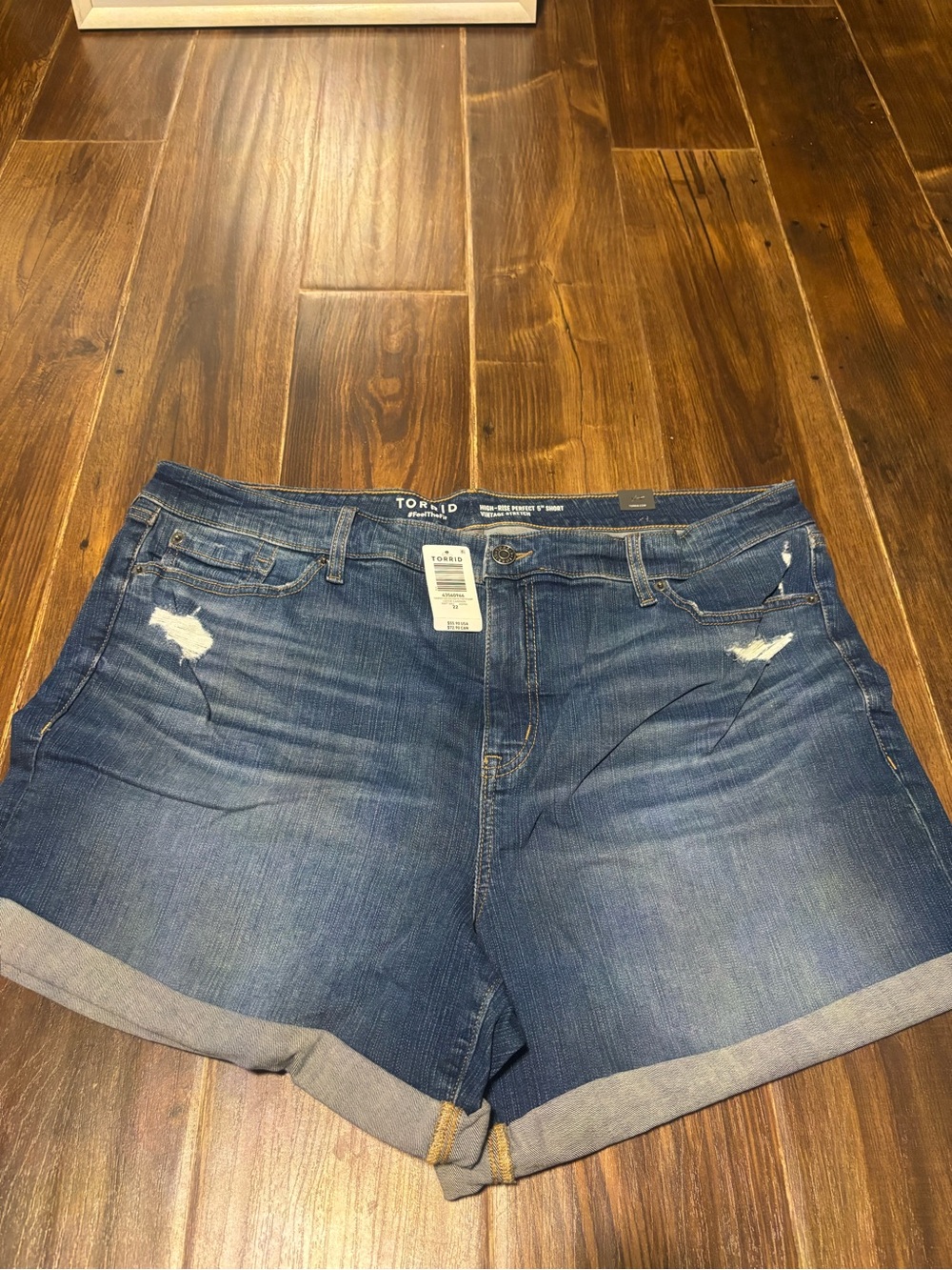 torrid Dark Blue Distressed Cuffed Jean Shorts